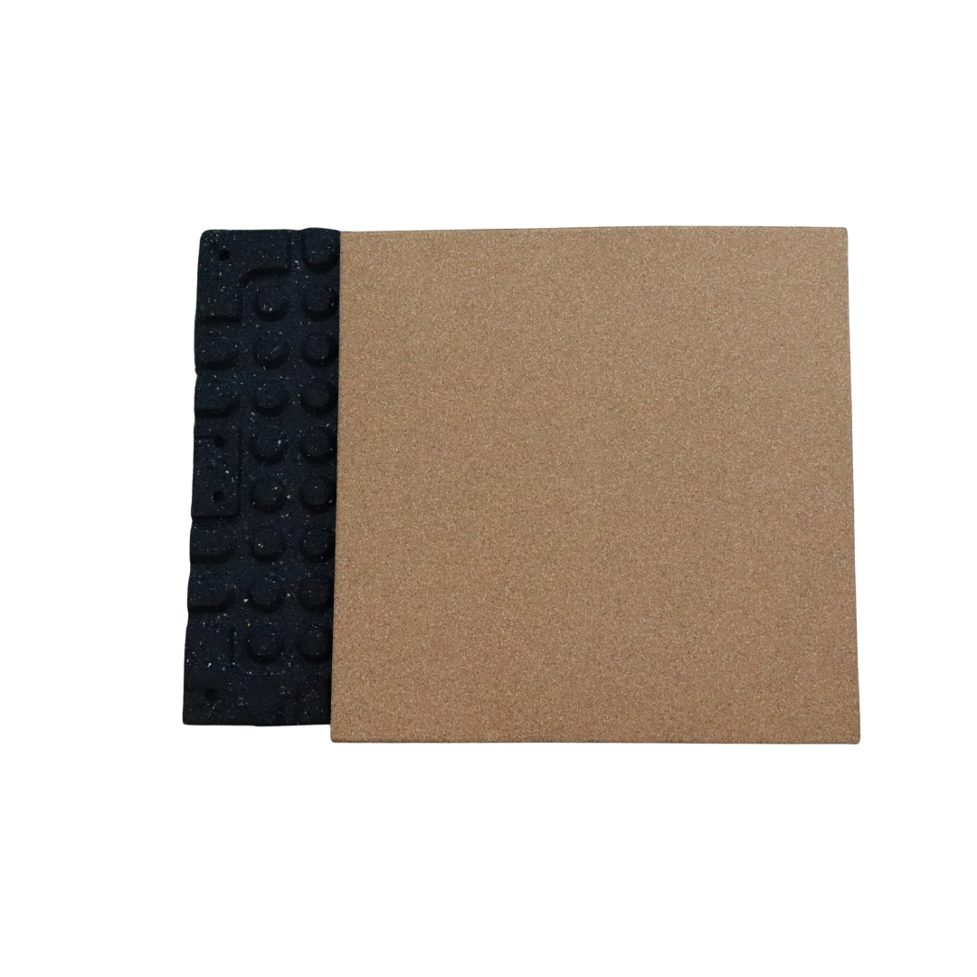 Baldosas de suelo de caucho compuesto con veta de madera y puntos de color 100 %