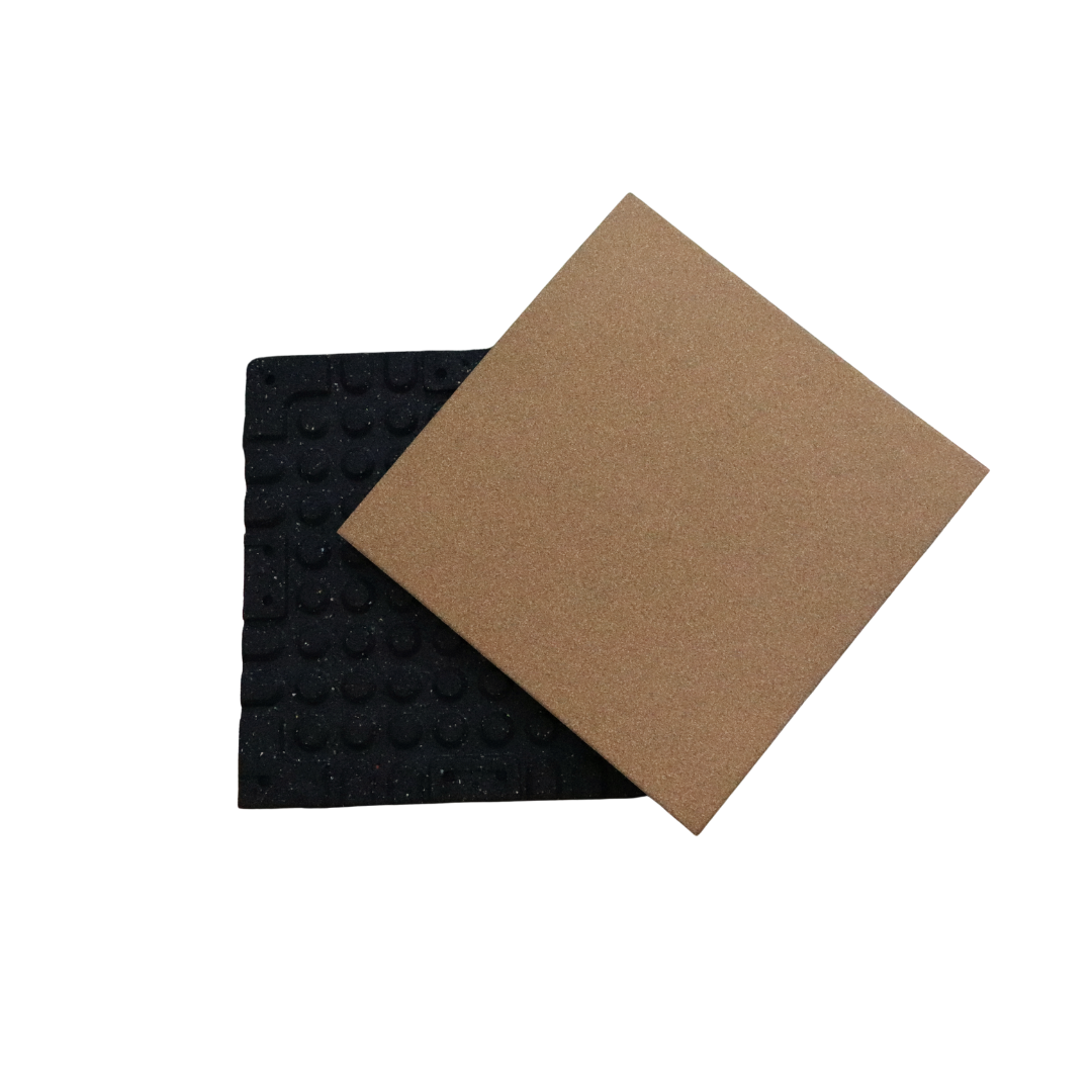 Baldosas de suelo de caucho compuesto con veta de madera y puntos de color 100 %