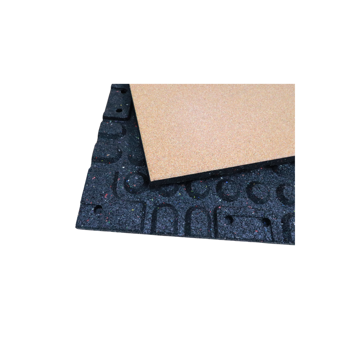 Baldosas de suelo de caucho compuesto con veta de madera y puntos de color 100 %